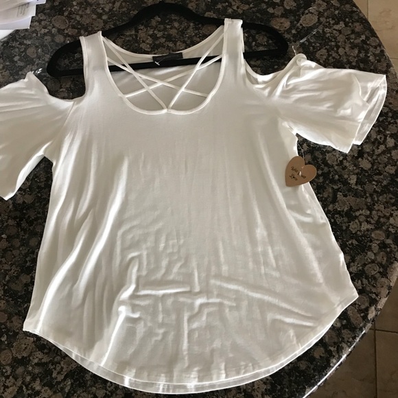 Tops - New cold shoulder lattice size Large Top